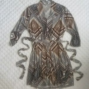 Tie waist midi dress long sleeve